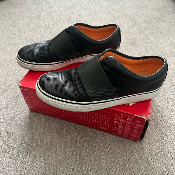 Men’s Puma Shoe Slip-On Size 9 Black Leather - Picture 1 of 10